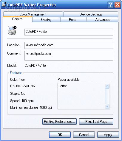 CutePDF Writer creates professional quality PDF files from almost any printable document.